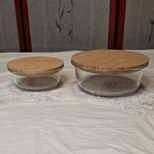 📦 Glass Storage Containers w/ Bamboo Lids NWT - Set of Two (2)